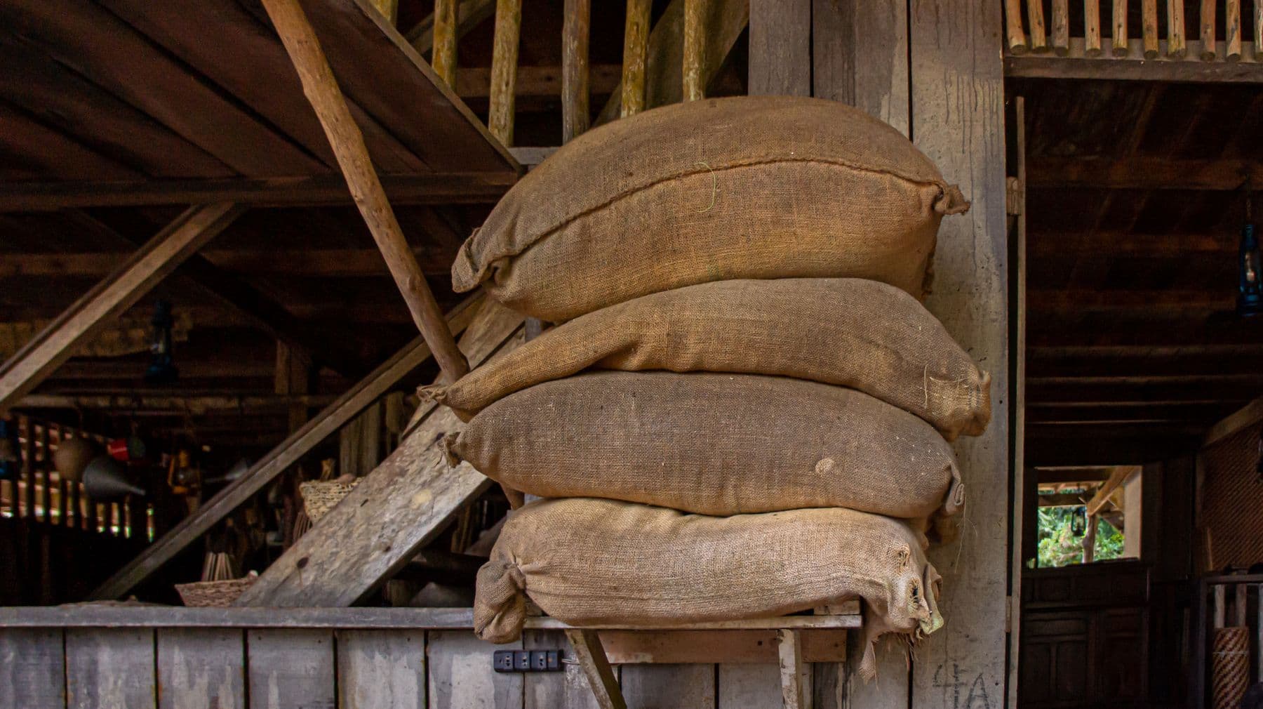 Stacked bulk export sacks ready for palletising and container loading